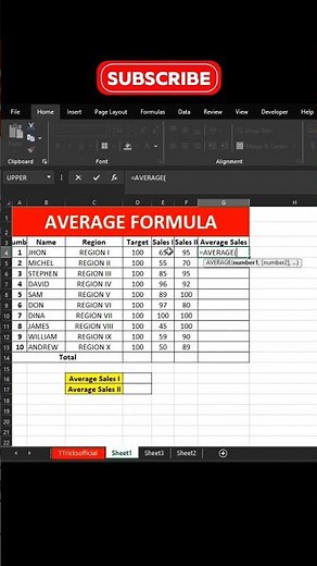 Excel Average Formula, Excel Average Tutorial #excel #formula #tips #average #exceltutorial