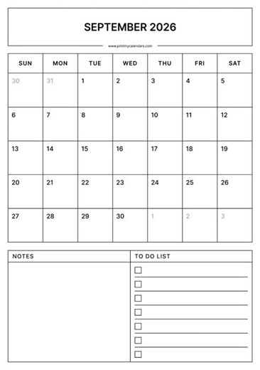 September 2026 Calendar | Printable A4 & US Letter | Portrait & Landscape | Free | September 2026