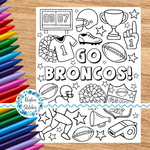 Go Broncos! Football Team Coloring Page, Printable 8.5x11 PDF PNG, Digital Download, Cheer Cheerleader Paper Crafts, Game Day Activities - Etsy Australia