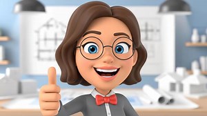 Download Cartoon Architect Gives Thumbs Up Approval in the Office for free