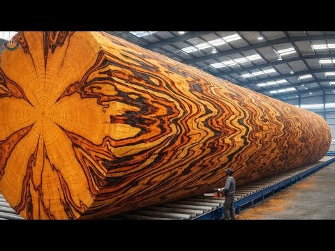 Massive Sawmill ASMR – How Solid Wood Is Made into a Luxury Handmade Bookshelf