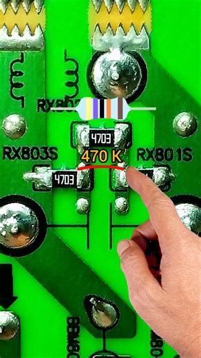 The color code for a five-band resistor with a resistance 470K. #value #resistors #resistores #ohms