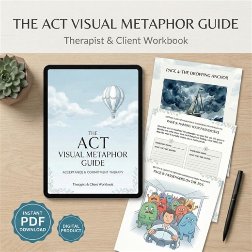 ACT Therapy Worksheets & Metaphor Guide | Acceptance and Commitment Therapy Workbook | Hexaflex Counseling Tools | Therapist Resources PDF - Etsy