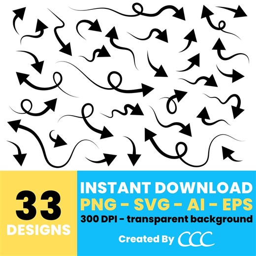 Arrow Clipart Collection – Digital Curved and Twisted Arrows, Vector Graphics for Projects, Instant Download – CLP670 - Etsy