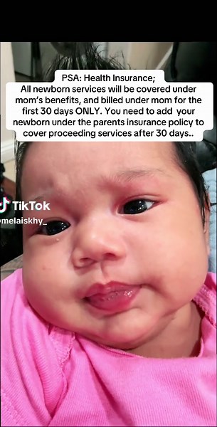 “After your baby is born, your child is covered for the first 30 days of life as an extension of you, the mother” — https://www.ehealthinsurance.com/resources/individual-and-family/health-insurance-for-newborn-babies #psa #MomsofTikTok #newbornlife #healthinsurance #fyp