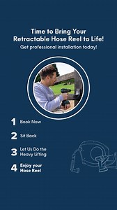 Your Hose Reel, installed without the hassle! Make gardening easier with Hoselink's Hose Reel Installation Service ️ Get your Hoselink Retractable Hose Reel professionally installed and ready to use. Sit back while we handle the hard work.  Book your service today! | Hoselink Australia | Facebook