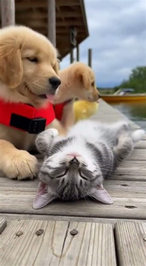 “Puppy Saves a Kitten and Refuses to Leave Its Side 😭❤️ | Viral Animal Short” #cat