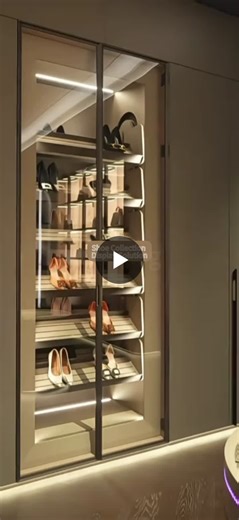 A luxury walk-in closet is not only about storage — it is about organization, accessibility, and display.Learn more about the rotating shoe rack system:   https://lnkd.in/gv9u8VURFor people with… | TUKU Singapore Pte Ltd