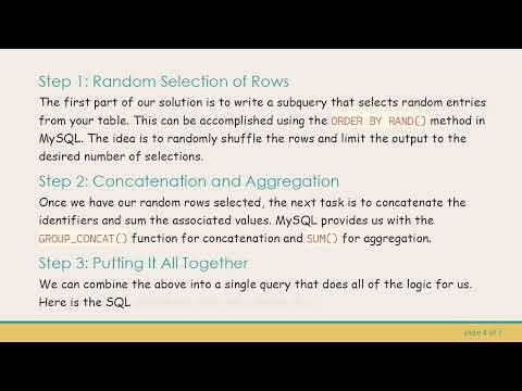 How to Use MySQL to Randomly Select, Concatenate, and Insert Rows into a Table