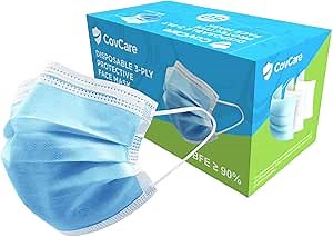 Disposable 3-Ply Face Mask, 50 Pack | Class 1| +90% Filtration | Blue Face Mask |Earloop Face Masks | Elastic Earloop | Protective Face Mask | Breathable Disposable Face Mask |50 Pcs