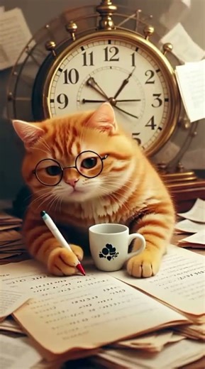 "Brave Cute Cat Doing Homework ☕💪 | The Smartest Kitten Ever!"