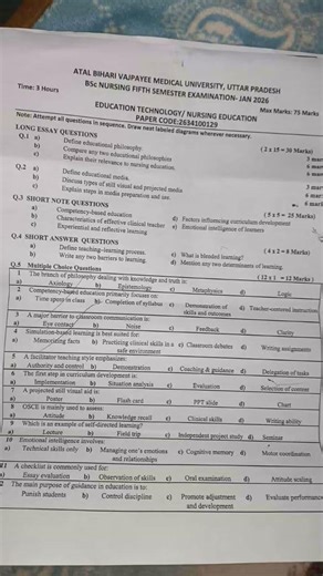 CET question paper Bsc nursing 5th semester