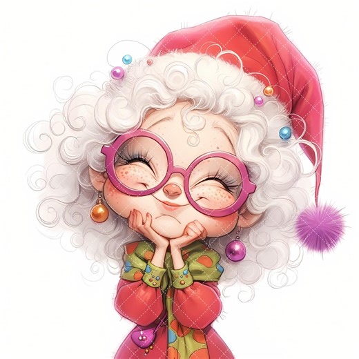30 Cute Mrs Claus Christmas Clipart Bundle