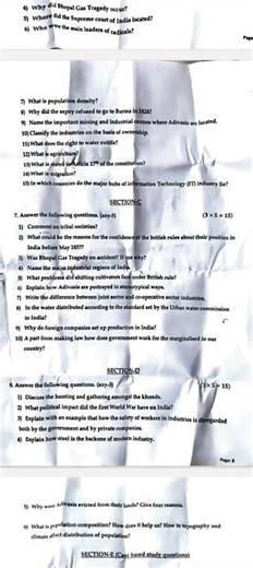 class 8 sst final exam paper question paper 2026 Sandhya Public School social science final paper