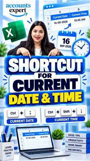 ✅ Shortcut keys of Date n Time in Excel #excel #exceltips #exceltutorial #excelformula #excelshorts