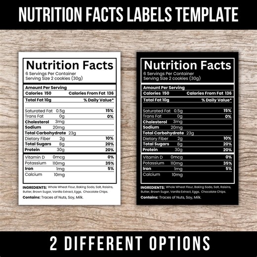 Nutrition Facts Label Template, Editable Food Calories Ingredients Sticker, Custom Nutritional Value, Canva - Etsy