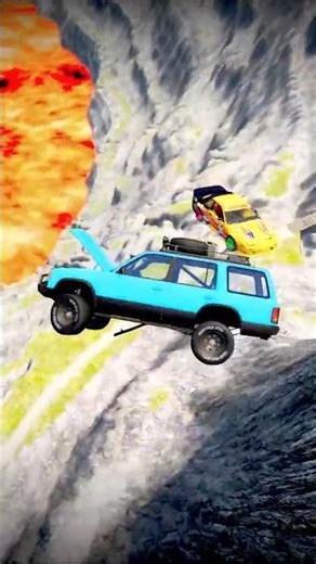 Car vs Giant Lava Pit - BeamNG.drive #beamng #shorts #beamngdrive #usa #viral