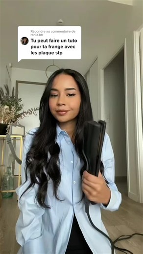 Répondre à @rania.btr tuto frange rideau au lisseur #steampod #hairstyle #curtainbangs #lorealpro