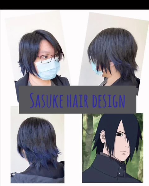 Sasuke Hair Design: Deep Blue and Black Ash Style