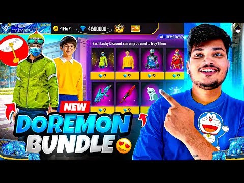 FREE FIRE I GOT NEW DOREMON AND NOBITA BUNDLE IN NEW 9 DIAMOND SPIN ROYALE 😍-GARENA FREE FIRE