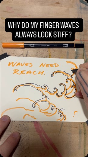 Custom Tattoos - Denver, CO on Instagram: "Quick morning study to share an easy way to add more dynamic movement into your waves. Hope it makes sense. Drop a question below if you’ve got one and let me know if you give it a try. Save it, Use it, Share it but give me some feedback so I know wether to continue sharing this kind of thing."