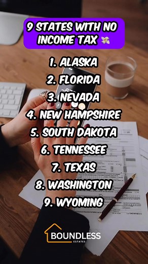 https://boundlessestates.com/blog/ As of 2025, nine U.S. states have no income tax: Alaska, Florida, Nevada, New Hampshire, South Dakota, Tennessee, Texas, Washington, and Wyoming. While these states offer tax savings on wages, some offset this with higher sales or property taxes. Before relocating, it’s important to consider the full cost of living and tax structure in each state. #realestate #realestateagent #realestateinvesting #realestateinvestment #RealEstateInvestor #realestategoals #taxes