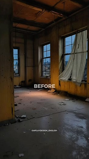 Giaplay.design - English on Instagram: "This old apartment renovation—Rate it from 1 to 10! 🤍 📢For proposals in multiple languages 🇹🇼 🇺🇸 🇹🇭 🇻🇳 🇮🇩 🇰🇷 🇪🇸, please check the link in my profile. “This was a forgotten apartment, marked by peeling walls, tattered curtains, and a heavy sense of time lingering in the air. Though large windows brought in potential light and views, the neglected interior felt cold and lifeless—hard to imagine as a livable space. In this design proposal, we 