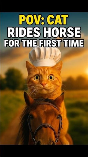 POV: Cat Rides Horse for the First Time 😹🐴