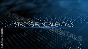 Strong Fundamentals modern intro text 3D animation with lens flare and depth of field focus blur