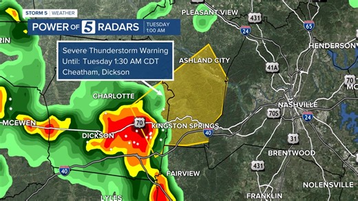 SEVERE THUNDERSTORM WARNING: Cheatham, Dickson Click here for our interactive radar on our website: https://www.newschannel5.com/weather Stay with @newschannel5 for the latest. #Storm5Weather #NC5 | NC5_LelanStatom