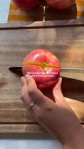 Who said Gala apples are just for eating? 😌 To make your own dried fruit garland this upcoming holiday season: Cut thin slices of fruit and place onto baking sheet Pat dry with paper towel Place in oven at 370F until fruit looks dry Weave twine or string through the dried fruit and hang up! | Yes Apples