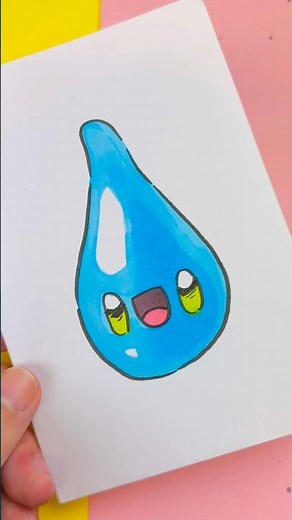 💧 How to Draw a Kawaii Water Drop ✨ Step by Step