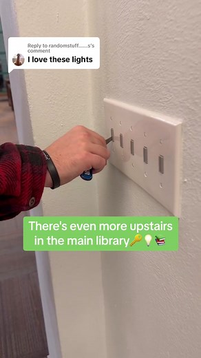 Replying to @randomstuff.......s There are even more lights to switch upstairs in the main library!🔑💡📚 #themoreyouknow #learnontiktok #booktok #librarytiktok #lights #lightswitch #closingtime #edwardsvillepubliclibrary #library #whimsicalwwoman