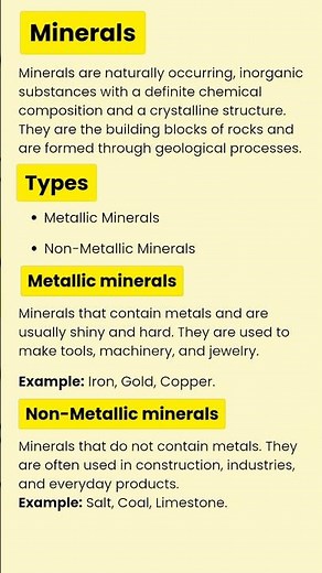 Minerals definition | minerals types | define minerals with example #shorts #science