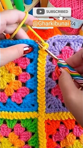 Perfect Crochet Seam for Granny Square Shirts | Beginner Friendly #shorts #youtubeshorts@gharkibunai