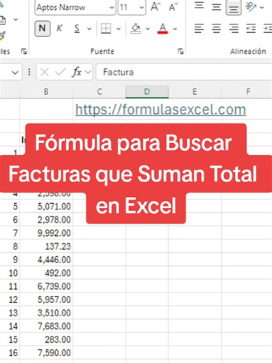Buscar Facturas que Suman Total en Excel