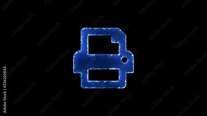 Symbol print. Blue Electric Glow Storm. looped video. Alpha channel black