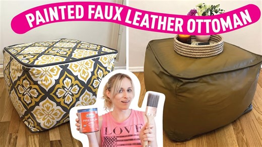 Transform Fabric Into Faux Leather With This DIY Ottoman