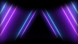 Vibrant triangle neon light symmetrical pattern.