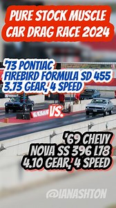 ‘73 Pontiac Firebird Formula SD 455 vs. ‘69 Chevy Nova SS 396 L78 Pure Stock Muscle Car Drag Race 2024 PSMCDR | Ian Ashton