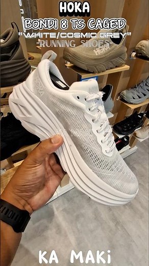 HOKA BONDI 8 TS CAGED"WHITE/COSMIC GREY"RUNNING SHOES#hoka#runningshoes#white#grey#shorts#foryou#fyp
