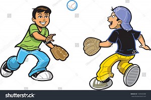 Two Happy Boys Playing Catch Baseball Stock Vector (Royalty Free) 144940288 | Shutterstock