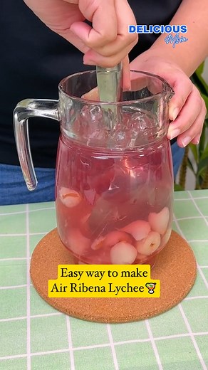 1.8K views · 12 reactions | 1 minute easy way: Air Ribena Lychee  Ingredients  · Rebina · Sprite · 1 Canned Lychee · 1 pack ice cube Try it at home now  #DeliciousMsia #klfoodie #localfood #recipe #puasarecipe #ramadanrecipe #rayarecipe #localrecipe #malaysiarecipe #recipemelayu | Delicious Msia | Facebook