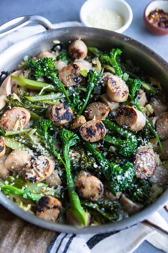 Apple Chicken Sausage Recipe with Orzo Pasta