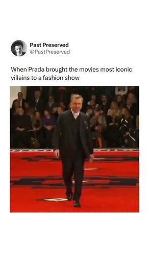 Past Preserved on Instagram: "In Prada’s Fall/Winter 2012 men’s fashion show during Milan Fashion Week on January 15, 2012, creative director Miuccia Prada staged one of the most talked about runway moments of the decade by inviting Hollywood’s most memorable on screen villains to walk the catwalk alongside models. Actors such as Gary Oldman, Adrien Brody, Willem Dafoe, Tim Roth, and Jamie Bell, known for portraying some of cinema’s sharpest anti heroes, appeared on the runway and in the front r