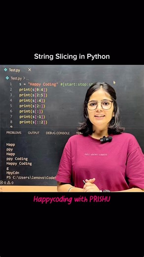 Prishu Gawalia | String slicing in Python Access complete playlist of python on YouTube (check story) #prishu #prishugawalia #happycoding... | Instagram