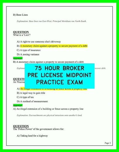 75-Hour Broker Pre-License Midpoint Practice Exam: 2026 Professional Video Study Guide & Questions