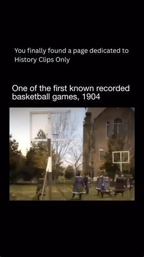 History Clips Only on Instagram: "Players gather on a simple outdoor court, wearing long skirts and formal clothing as the game unfolds. Wooden backboards stand tall, rules are still evolving, and movement is slow but purposeful. This footage captures basketball in its infancy, showing how the sport began before speed, dunking, and style existed today. Played in 1904, this moment predates professional leagues and packed arenas. There are no uniforms, no crowds roaring, and no scoreboards flashin