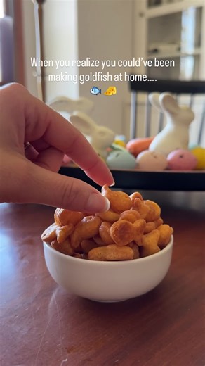 These are the most addictive little fish too. Here’s what you’ll need: - 8 oz of cheddar cheese (shred it first) - 4 tbsp cold unsalted butter, cubed - 1 c all purpose flour - mix of garlic powder, onion powder and paprika (for color), I just used a 1/4 tsp of each - 1/4 tsp of salt -1 to 2 Tbsp of cold water 1. Preheat your oven to 350 and line a baking sheet with parchment paper 2. Make the dough in a food processor (add all of the ingredients except water) and pulse until the mixture starts t