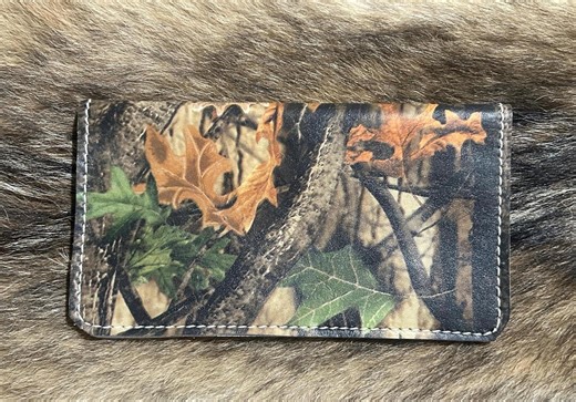 Handmade Leather Checkbook Cover. Camouflage Brown and Green. NEW!! - Etsy